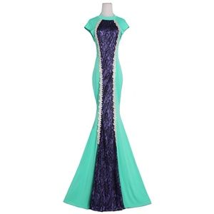 Paneled High Waist Slim Evening Dress Dress Trailing Maxi Dress